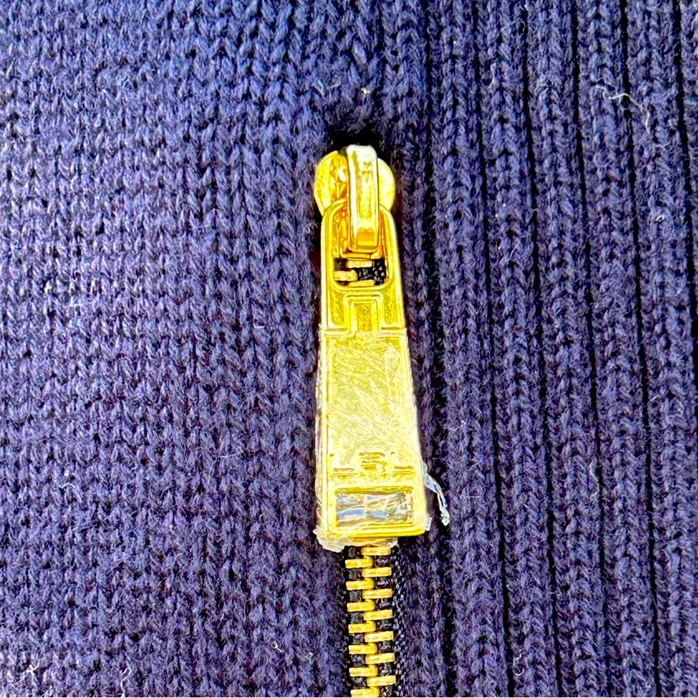 RALPH LAUREN sM navy zip cardigan-ribbed sides/sleeves-💯cotton-looks NEW! - Picture 5 of 5